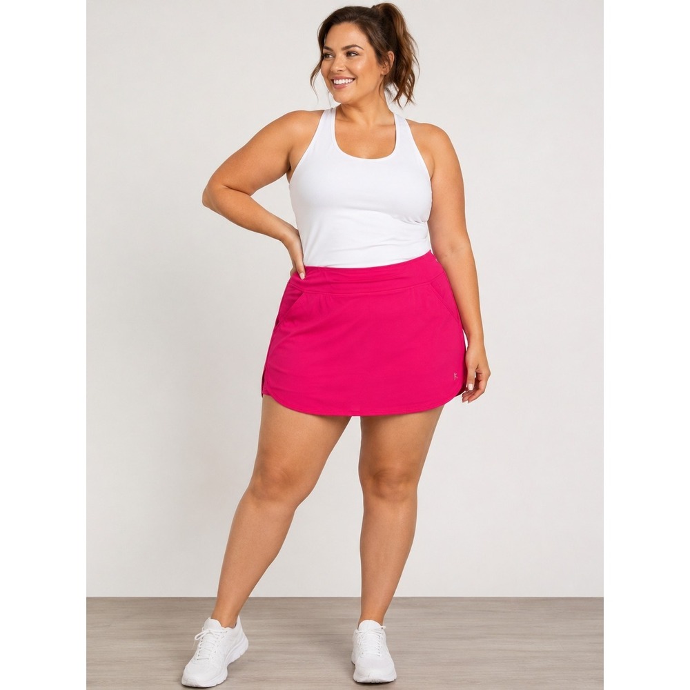 Danskin Now Dri-More XL 16-18 Hot Pink Athletic Skort Built-In Shorts